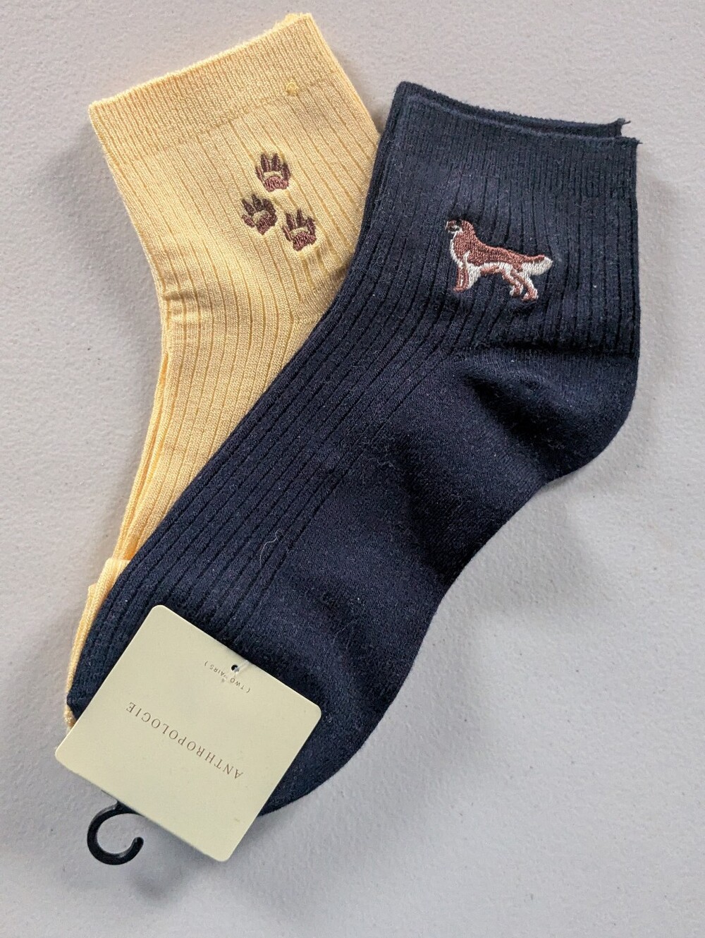 Anthropologie Women’s Crew Socks - Paw Prints & Golden Retriever